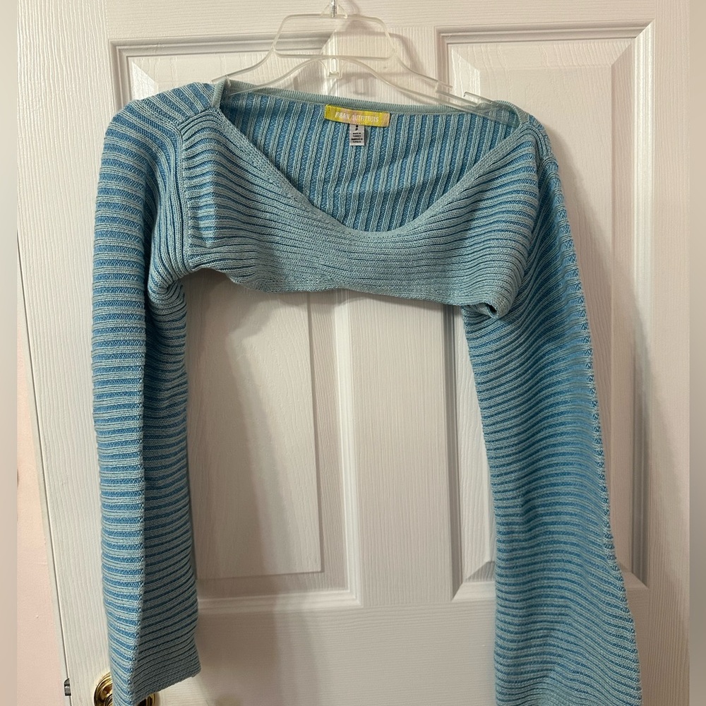 Urban Outfitters blue striped shoulder shruggie